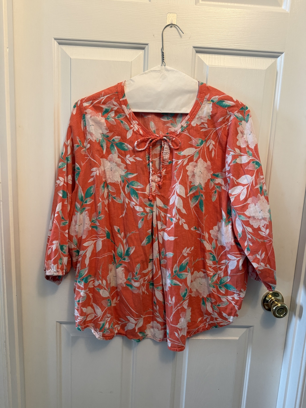 St. John's Bay Coral Floral Tie-Front Blouse
